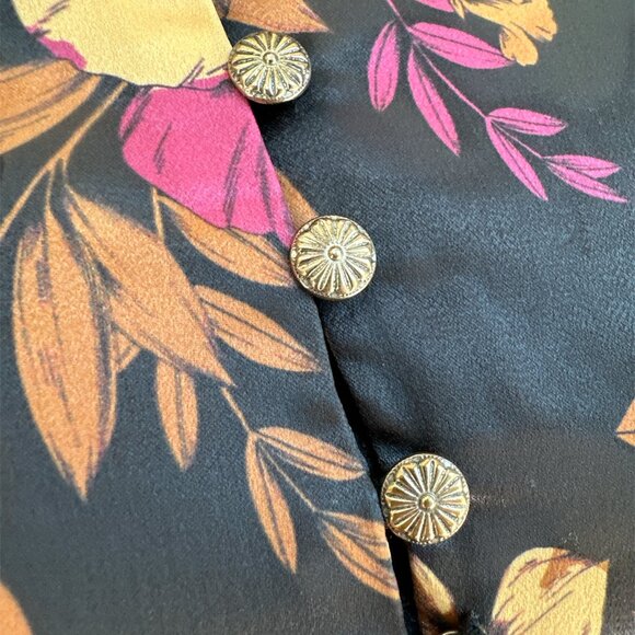 Velvet Heart NWT Multicolor Short Puff Sleeve Satin Blouse Medium - Picture 3 of 5